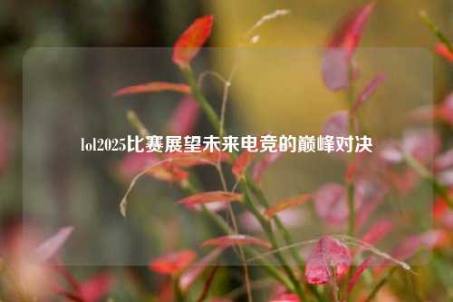 lol2025比赛展望未来电竞的巅峰对决