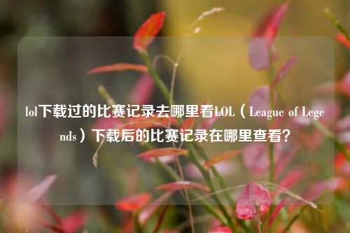 lol下载过的比赛记录去哪里看LOL（League of Legends）下载后的比赛记录在哪里查看？
