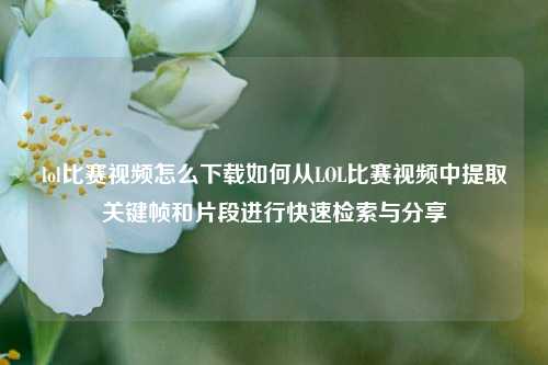 lol比赛视频怎么下载如何从LOL比赛视频中提取关键帧和片段进行快速检索与分享
