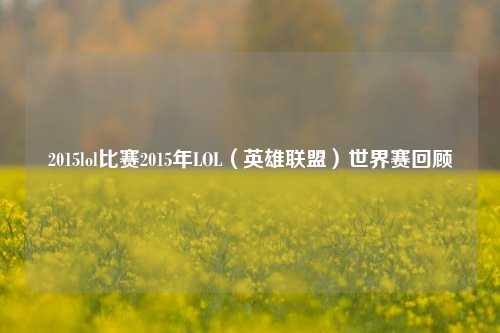 2015lol比赛2015年LOL（英雄联盟）世界赛回顾