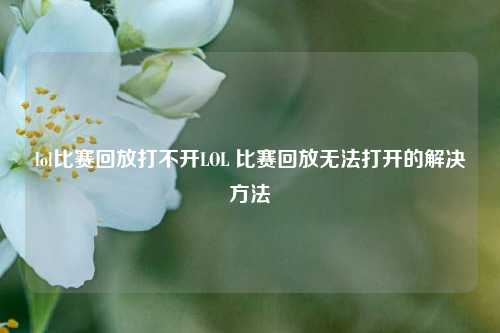 lol比赛回放打不开LOL 比赛回放无法打开的解决方法