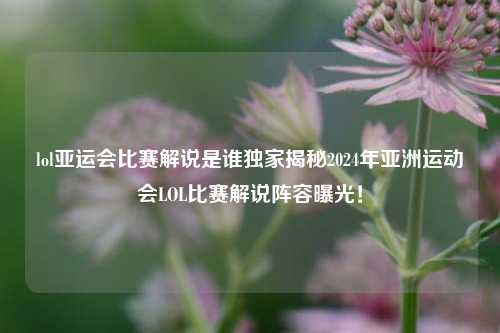 lol亚运会比赛解说是谁独家揭秘2024年亚洲运动会LOL比赛解说阵容曝光！