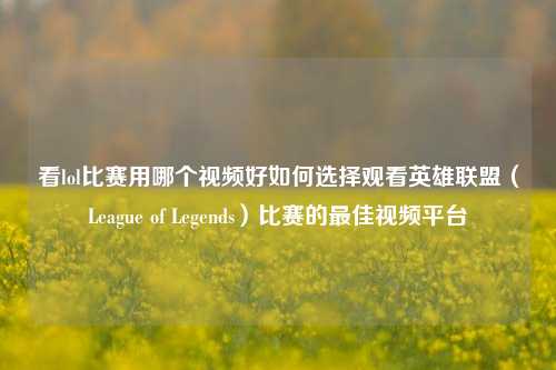 看lol比赛用哪个视频好如何选择观看英雄联盟（League of Legends）比赛的最佳视频平台