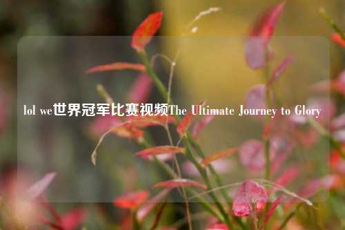 lol we世界冠军比赛视频The Ultimate Journey to Glory