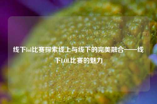 线下lol比赛探索线上与线下的完美融合——线下LOL比赛的魅力
