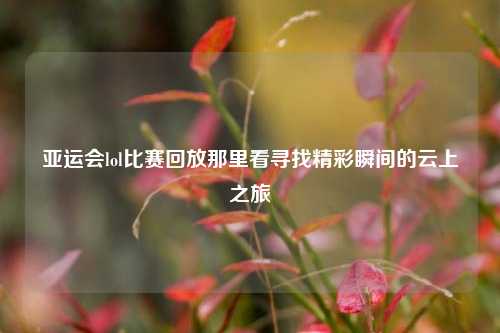 亚运会lol比赛回放那里看寻找精彩瞬间的云上之旅