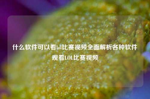 什么软件可以看lol比赛视频全面解析各种软件观看LOL比赛视频