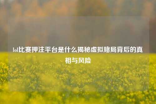 lol比赛押注平台是什么揭秘虚拟赌局背后的真相与风险