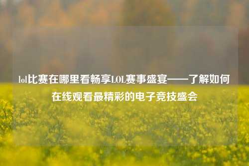 lol比赛在哪里看畅享LOL赛事盛宴——了解如何在线观看最精彩的电子竞技盛会