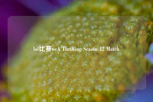 lol比赛weA Thrilling Season 12 Match