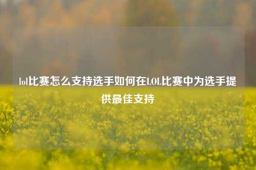 lol比赛怎么支持选手如何在LOL比赛中为选手提供最佳支持