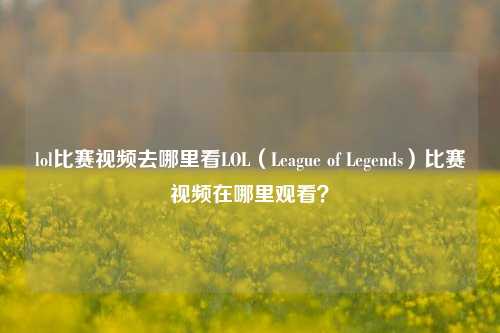 lol比赛视频去哪里看LOL（League of Legends）比赛视频在哪里观看？