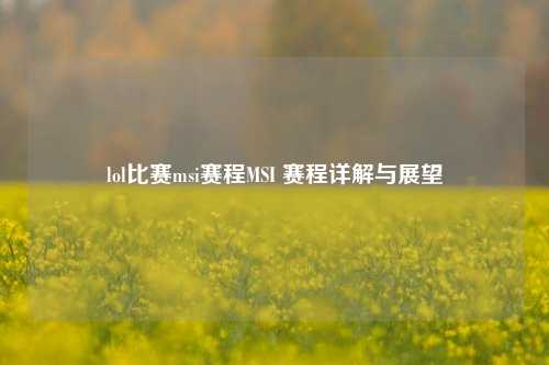 lol比赛msi赛程MSI 赛程详解与展望