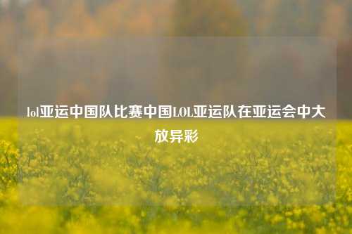 lol亚运中国队比赛中国LOL亚运队在亚运会中大放异彩