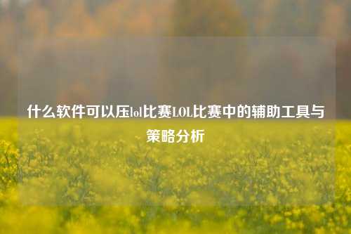什么软件可以压lol比赛LOL比赛中的辅助工具与策略分析