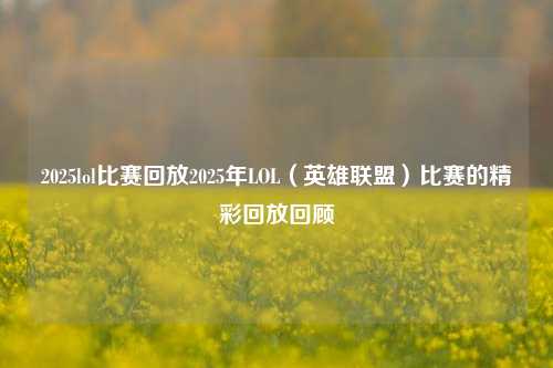 2025lol比赛回放2025年LOL（英雄联盟）比赛的精彩回放回顾