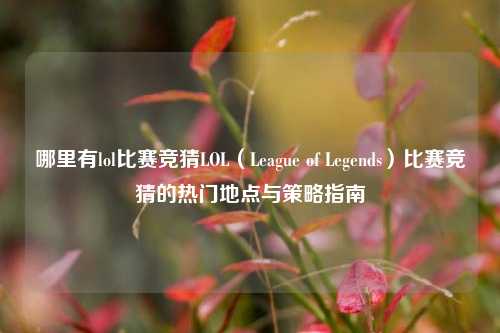 哪里有lol比赛竞猜LOL（League of Legends）比赛竞猜的热门地点与策略指南