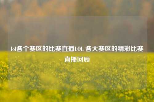 lol各个赛区的比赛直播LOL 各大赛区的精彩比赛直播回顾