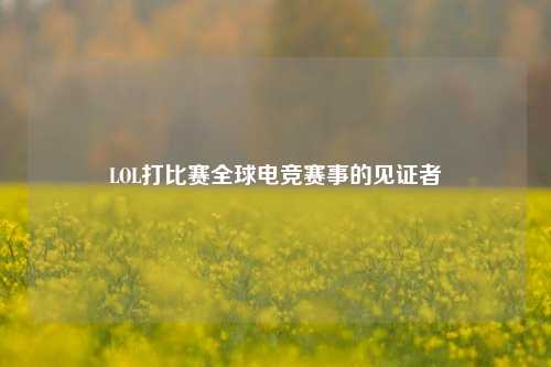 LOL打比赛全球电竞赛事的见证者