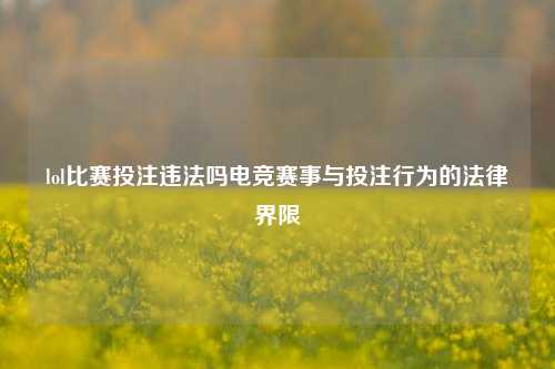 lol比赛投注违法吗电竞赛事与投注行为的法律界限