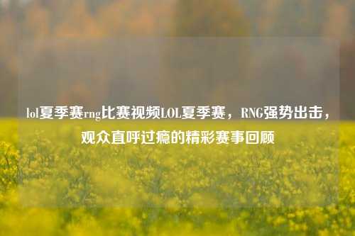 lol夏季赛rng比赛视频LOL夏季赛，RNG强势出击，观众直呼过瘾的精彩赛事回顾