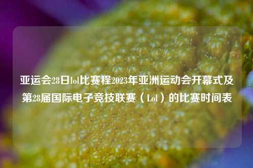 亚运会28日lol比赛程2023年亚洲运动会开幕式及第28届国际电子竞技联赛（Lol）的比赛时间表