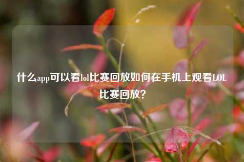 什么app可以看lol比赛回放如何在手机上观看LOL比赛回放？