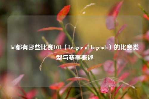 lol都有哪些比赛LOL（League of Legends）的比赛类型与赛事概述