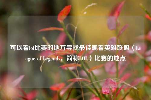 可以看lol比赛的地方寻找最佳观看英雄联盟（League of Legends，简称LOL）比赛的地点