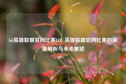 lol英雄联盟官网比赛LOL 英雄联盟官网比赛的深度解析与未来展望