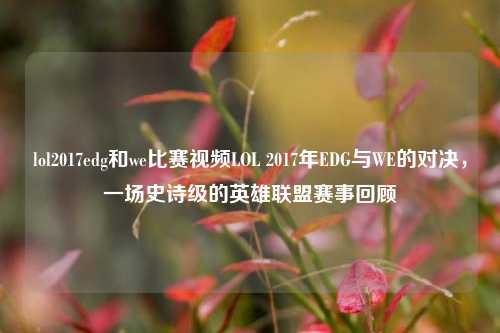 lol2017edg和we比赛视频LOL 2017年EDG与WE的对决，一场史诗级的英雄联盟赛事回顾