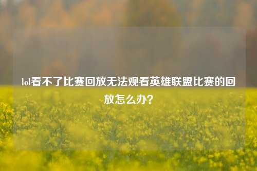 lol看不了比赛回放无法观看英雄联盟比赛的回放怎么办？