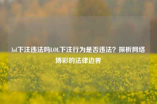 lol下注违法吗LOL下注行为是否违法？探析网络博彩的法律边界