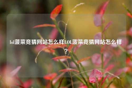 lol菠菜竞猜网站怎么样LOL菠菜竞猜网站怎么样？