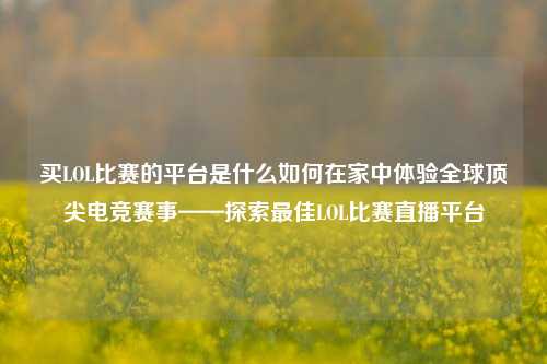 买LOL比赛的平台是什么如何在家中体验全球顶尖电竞赛事——探索最佳LOL比赛直播平台