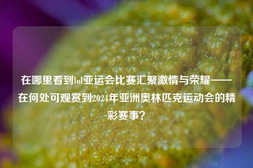 在哪里看到lol亚运会比赛汇聚激情与荣耀——在何处可观赏到2024年亚洲奥林匹克运动会的精彩赛事？