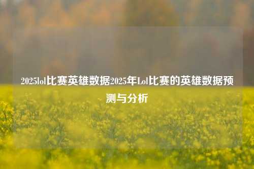 2025lol比赛英雄数据2025年Lol比赛的英雄数据预测与分析