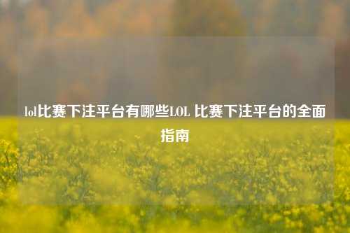 lol比赛下注平台有哪些LOL 比赛下注平台的全面指南