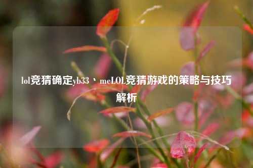 lol竞猜确定yb33丶meLOL竞猜游戏的策略与技巧解析