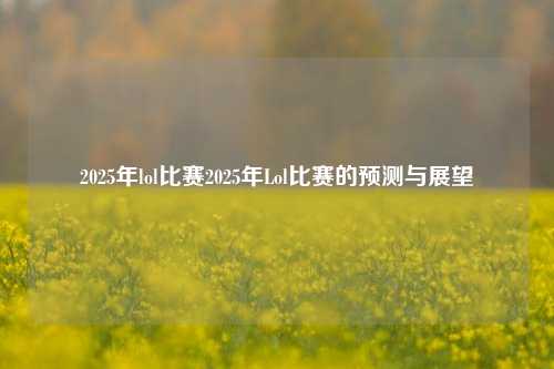 2025年lol比赛2025年Lol比赛的预测与展望