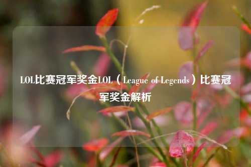 LOL比赛冠军奖金LOL（League of Legends）比赛冠军奖金解析