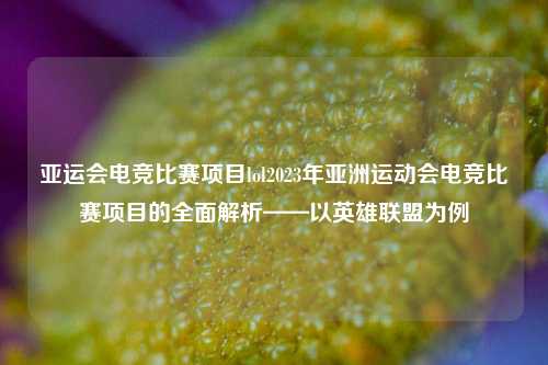 亚运会电竞比赛项目lol2023年亚洲运动会电竞比赛项目的全面解析——以英雄联盟为例