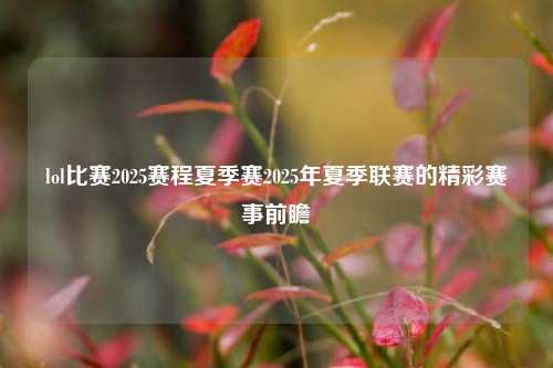 lol比赛2025赛程夏季赛2025年夏季联赛的精彩赛事前瞻