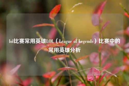 lol比赛常用英雄LOL（League of Legends）比赛中的常用英雄分析
