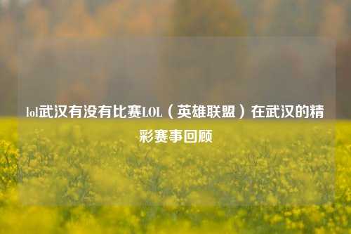 lol武汉有没有比赛LOL（英雄联盟）在武汉的精彩赛事回顾