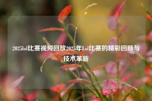 2025lol比赛视频回放2025年Lol比赛的精彩回顾与技术革新