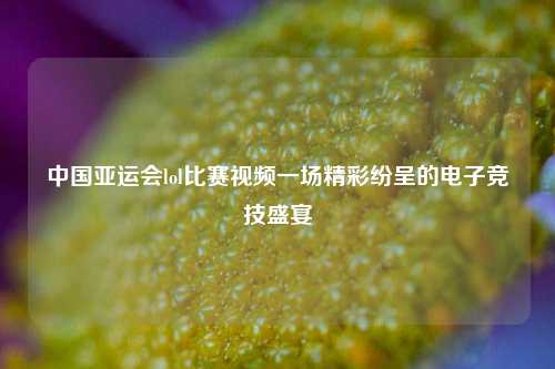 中国亚运会lol比赛视频一场精彩纷呈的电子竞技盛宴