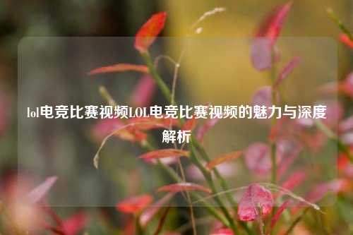 lol电竞比赛视频LOL电竞比赛视频的魅力与深度解析
