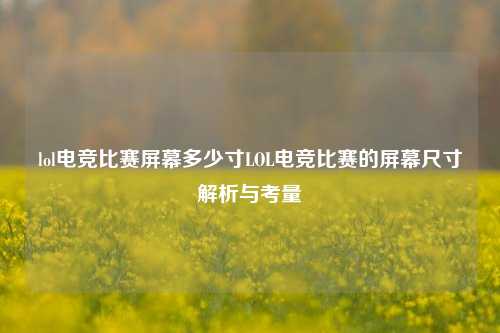 lol电竞比赛屏幕多少寸LOL电竞比赛的屏幕尺寸解析与考量