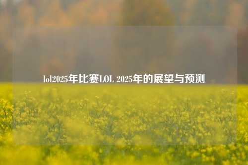 lol2025年比赛LOL 2025年的展望与预测